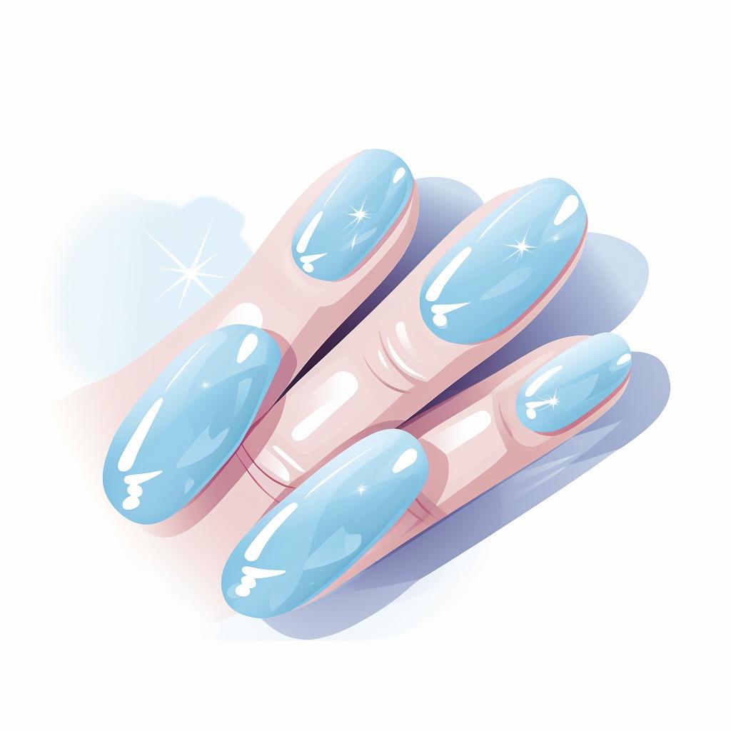 Nails painted with light blue color