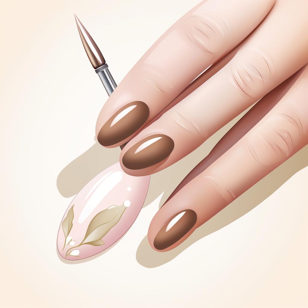Applying base color on almond shaped nails
