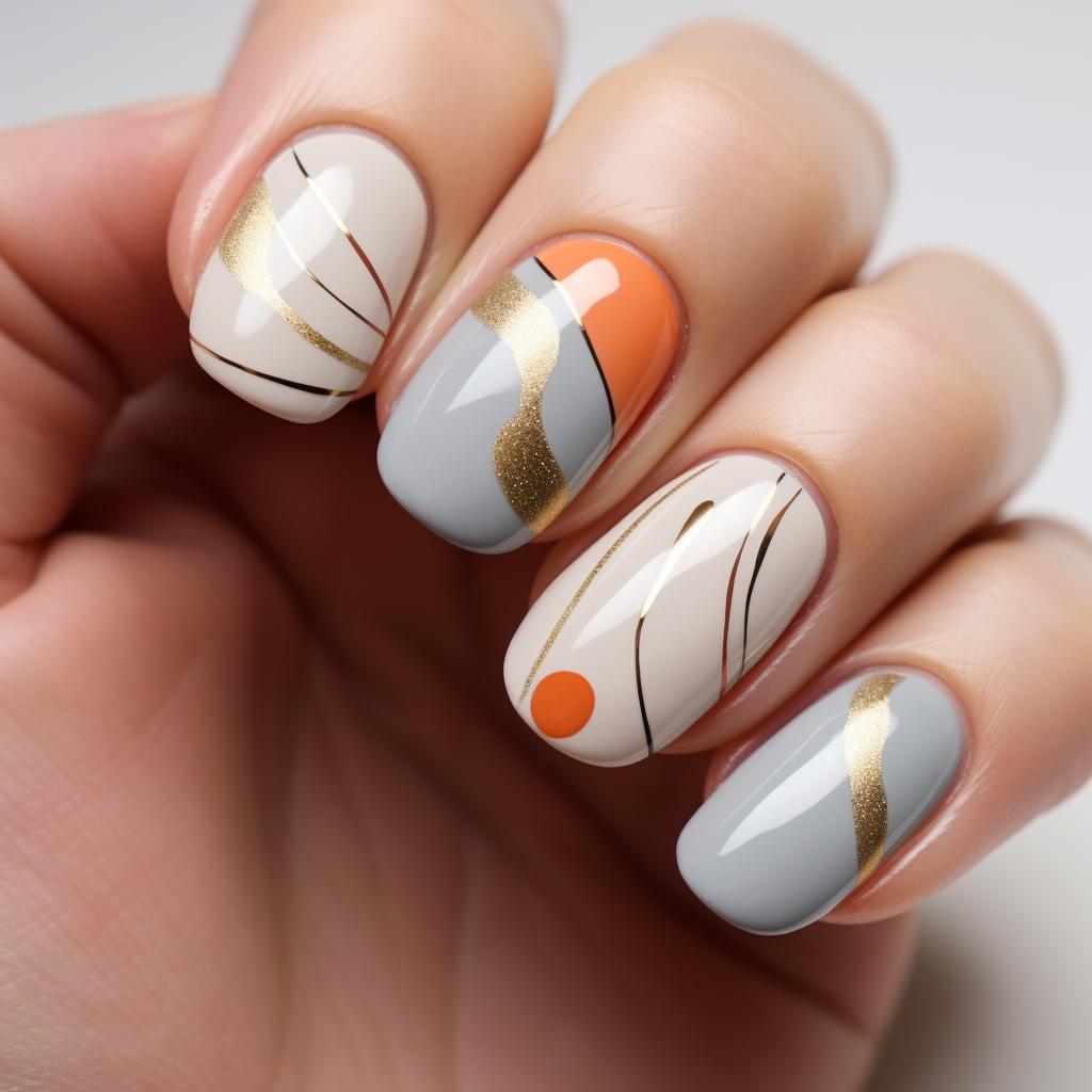 Almond-shaped nails painted with simple nude polish