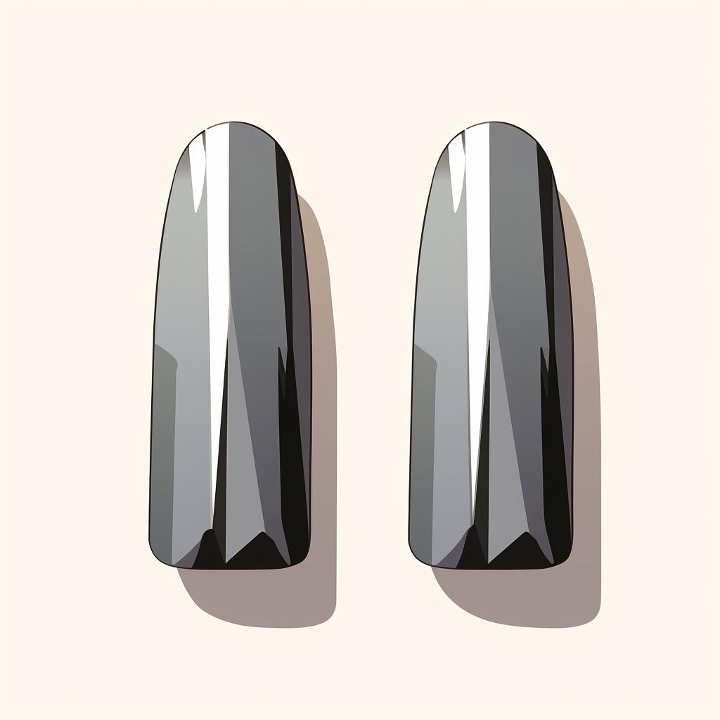 Two nails painted with silver polish