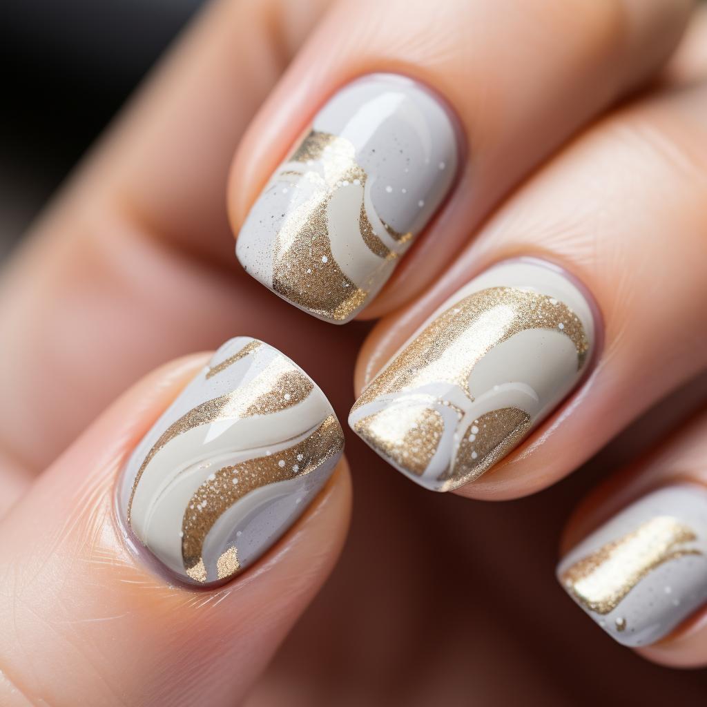 Gold and silver nails with added glitter