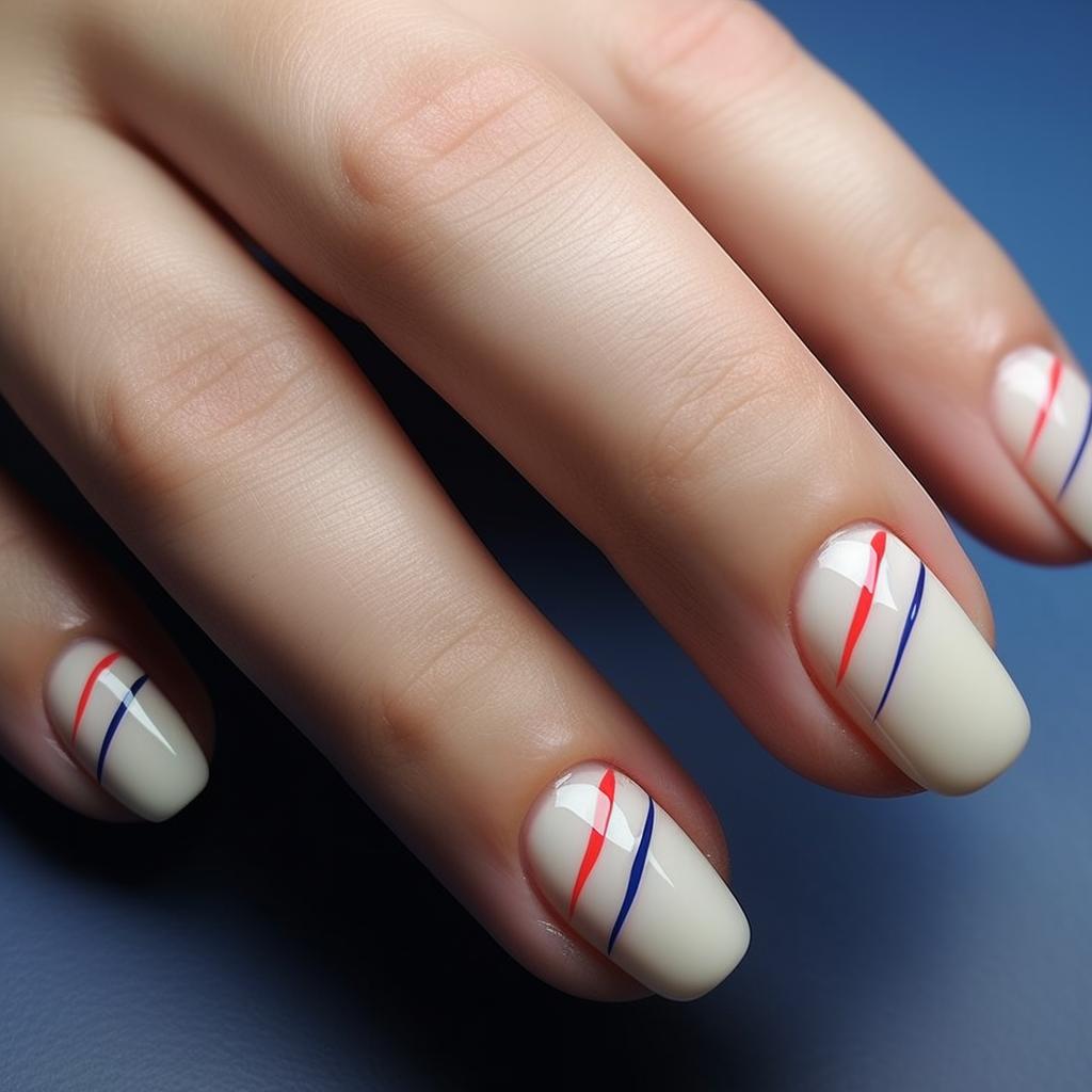 Nails with a thin colored line below the white French tips
