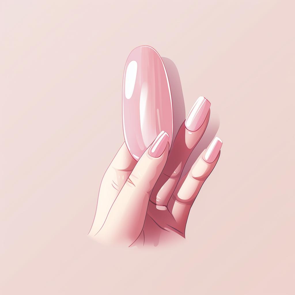 Nails painted with a light pink nail polish